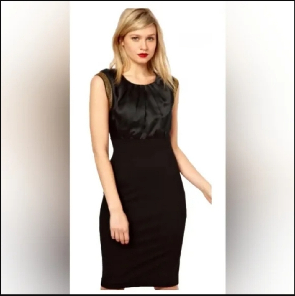 Ted Baker Elate Silk And Rhinestone Midi Sheath Dress, VGUC, Size 4